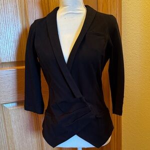 Women's Black Draped Open-Front Blazer Jacket